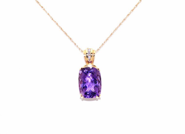 14K Yellow Gold 4.27ct Amethyst/Diamond Pendant 52000582 | Shin Brothers*