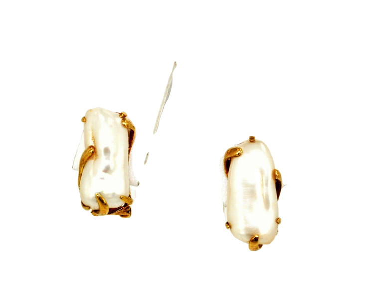 14K Yellow Gold Freshwater Pearl Earrings 42001851 | Shin Brothers*