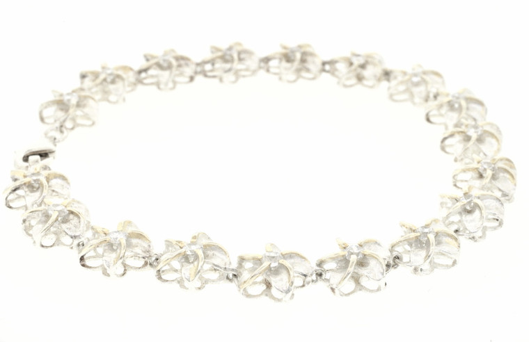 82010338 Sterling Silver CZ Flower Bracelet