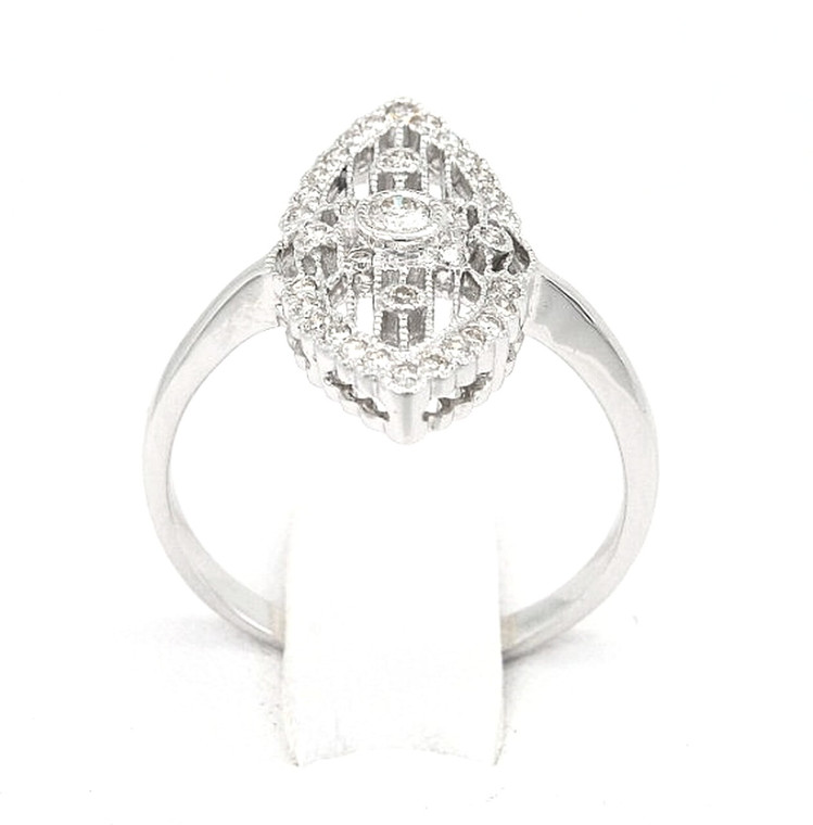 18K White Gold Fancy Filigree Diamond Ring 11003396  | Shin Brothers* 