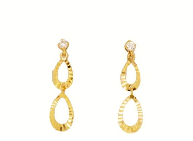 42001804 14K Yellow Gold CZ Teardrop Earrings
