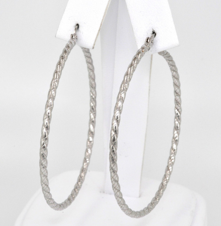 84010247 Sterling Silver Twist Hoop Earrings