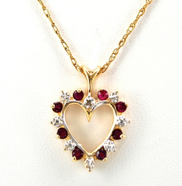 52000739 14K Yellow Gold Diamond and Ruby Heart Charm