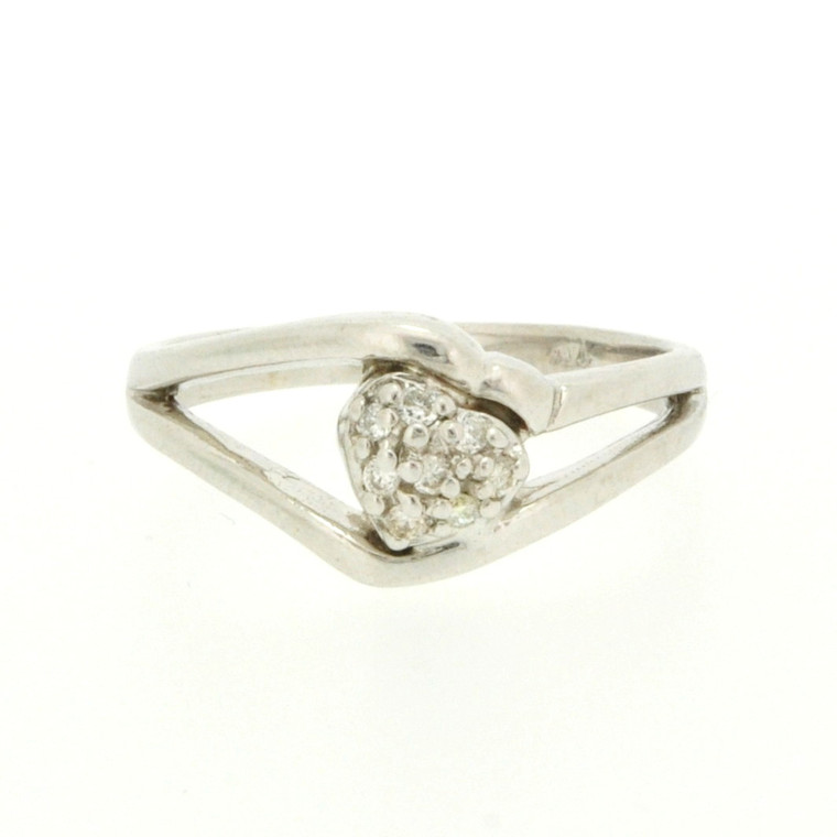 14K White Gold Diamond Heart Ring 11003500  | Shin Brothers* 