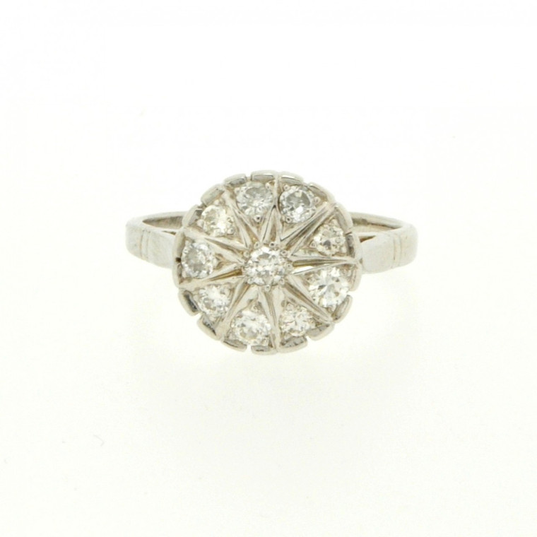 14K White Gold Antique Diamond Ring 11003502  | Shin Brothers* 