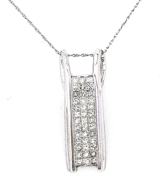 14K White Gold Invisible Diamond Slide Pendant 51000704 By Shin Brothers Jewelers Inc