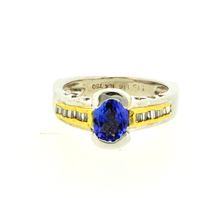 18K Two Tone Tanzanite Diamond Ring 12002044  | Shin Brothers* 