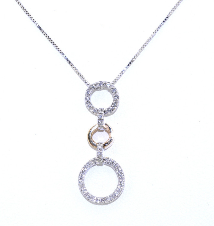 14K Two Tone Gold 0.32ct Diamond Triple Circle Necklace 31000309 | Shin Brothers*