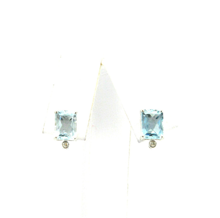 14K White Gold Diamond/Aquamarine Earrings 4200190542001905