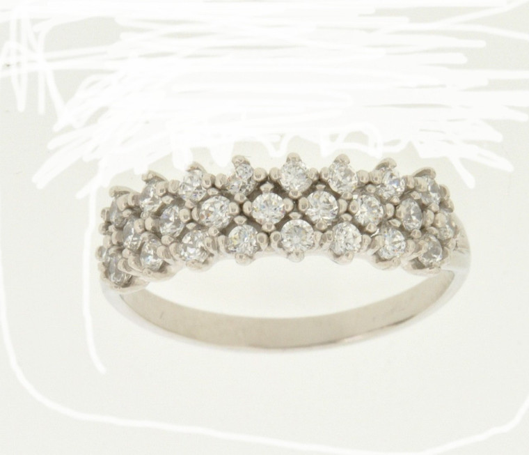 18K White Gold CZ Ring 12002067  | Shin Brothers* 