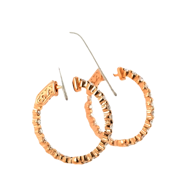 14K Pink Gold Diamond Hoop Earrings 41060483 | Shin Brothers*
