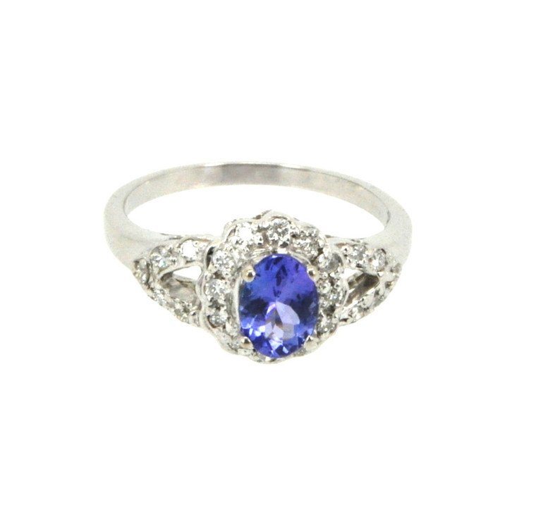 14K White Gold Diamond Tanzanite Ring 12002051  | Shin Brothers* 