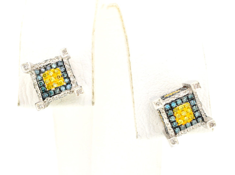 14K White Gold 1ct Multicolor Diamond Stud Earrings 41060467 | Shin Brothers*