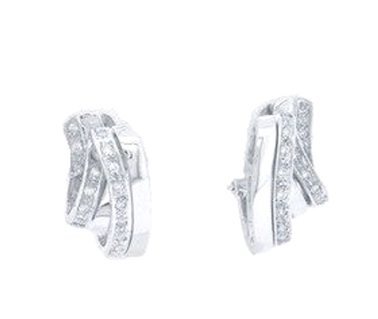 18K White Gold Diamond Omega Back Earrings 41060460 | Shin Brothers*