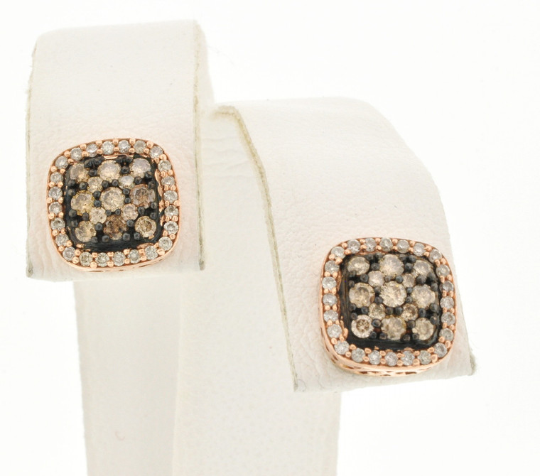14K Pink Gold Brown and White Diamond Earrings 41060452 | Shin Brothers*