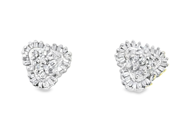 14K White Gold Diamond Heart Stud Earrings 41060461 | Shin Brothers*