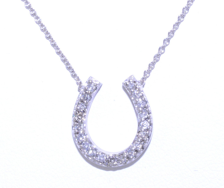 31000422 14K White Gold Diamond Horseshoe 16" Necklace
