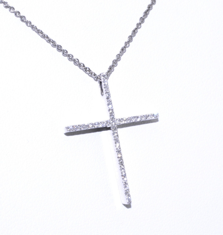 14K White Gold Diamond Cross 51001553 | Shin Brothers* 