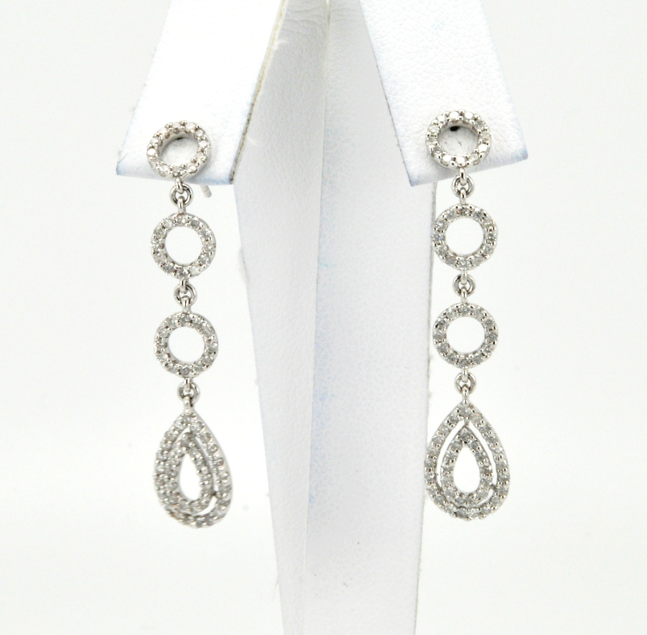 14K White Gold 1 ctw Diamond Hanging Earrings 41060244 | Shin Brothers*