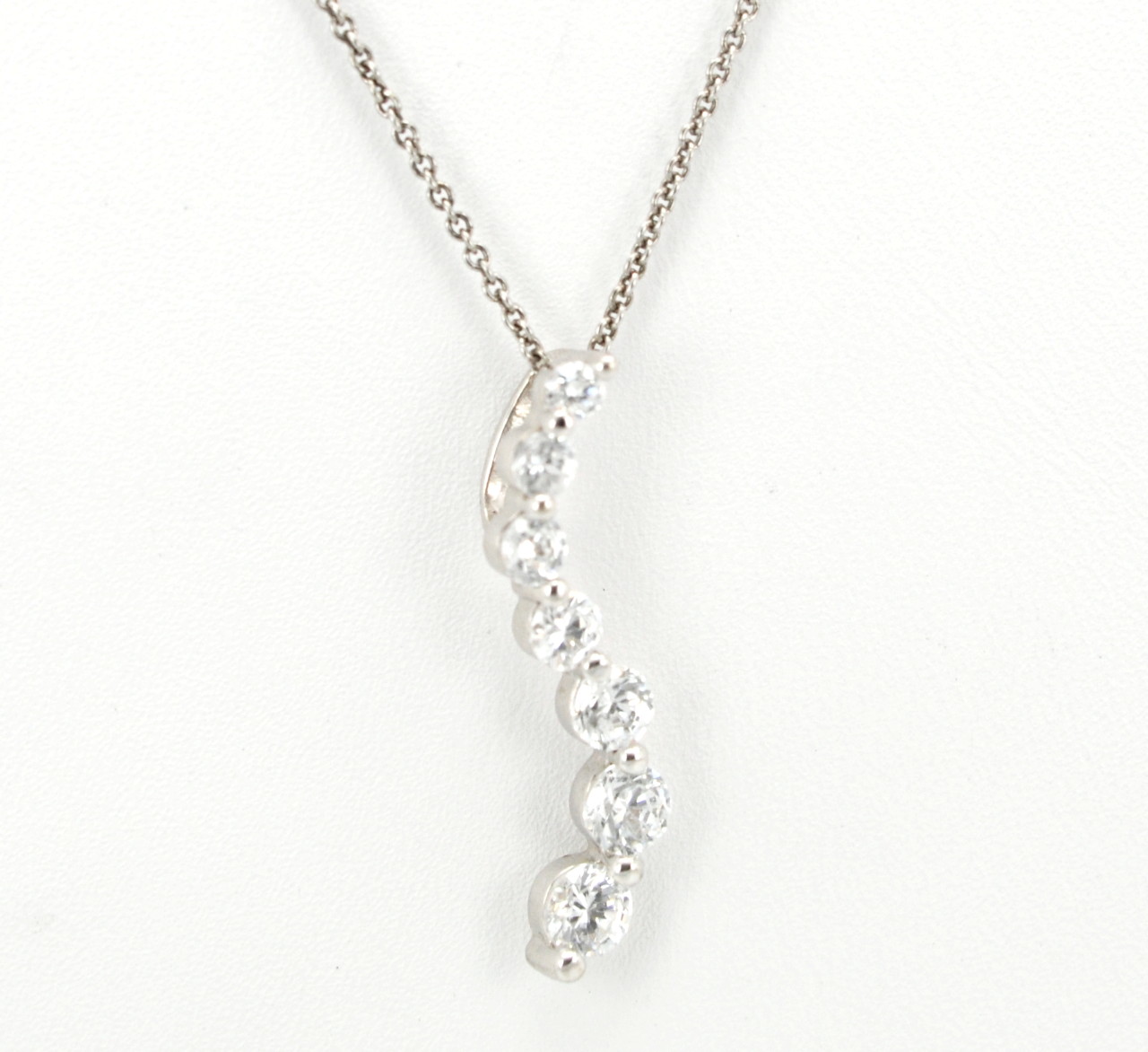 52001477 14K White Gold Cubic Zirconia Journey Charm