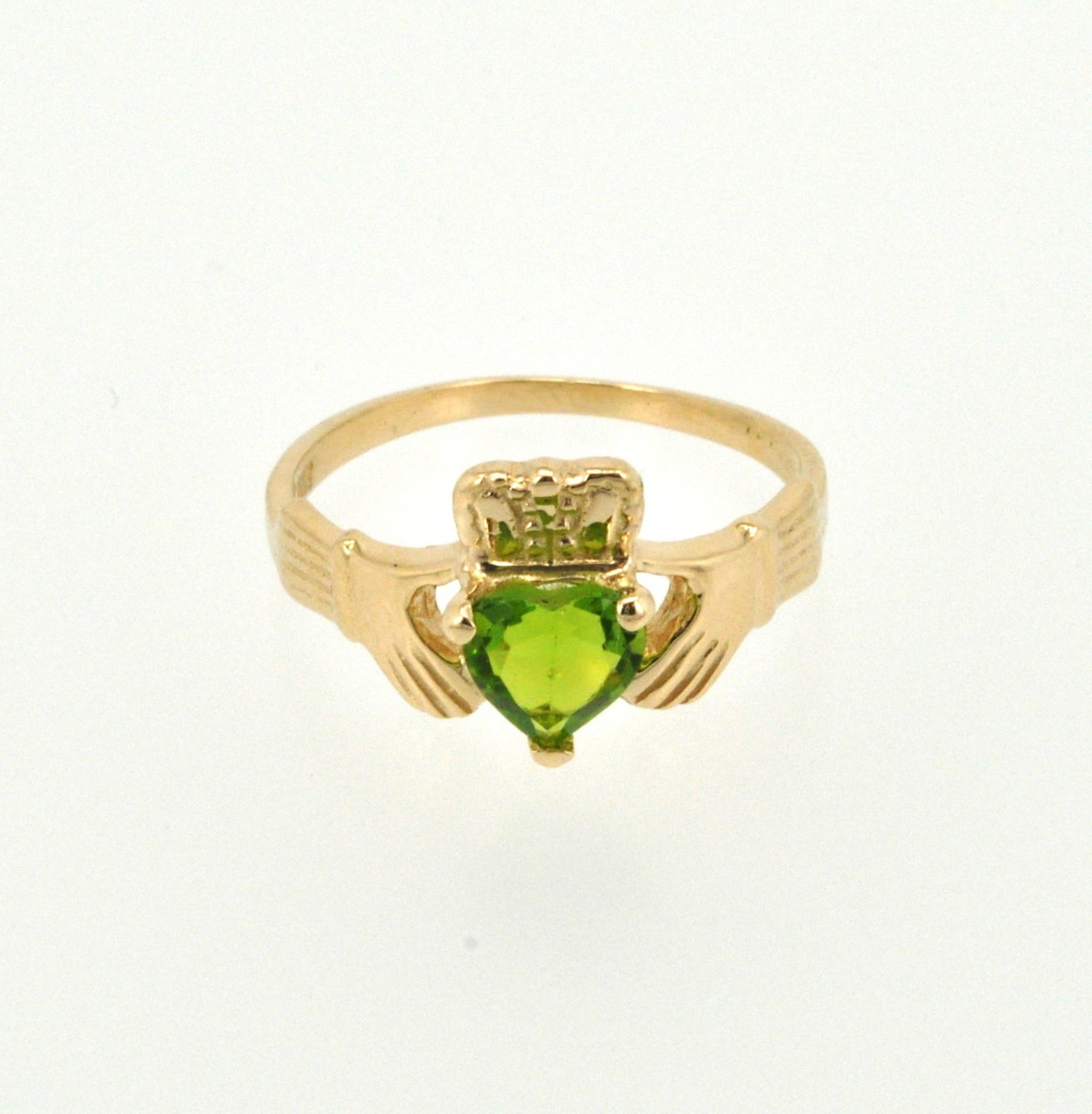 14K Yellow Gold Peridot Claddagh Ring 12002100  | Shin Brothers* 
