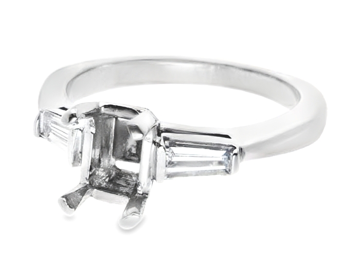 14K White Gold Rectangular Engagement Ring Setting with Baguette Diamonds 11001003 | Shin Brothers* 14K White Gold Rectangular Engagement Ring Setting with Baguette Diamonds 11001003 | Shin Brothers*