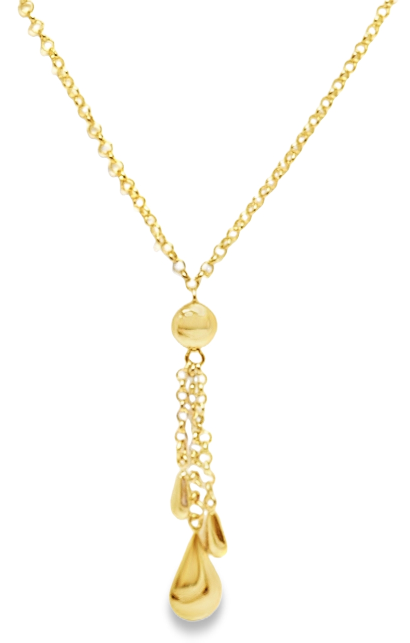 14K Yellow Gold 18" Rolo Chain with Gold "Teardrops" 30002203  | Shin Brothers* 