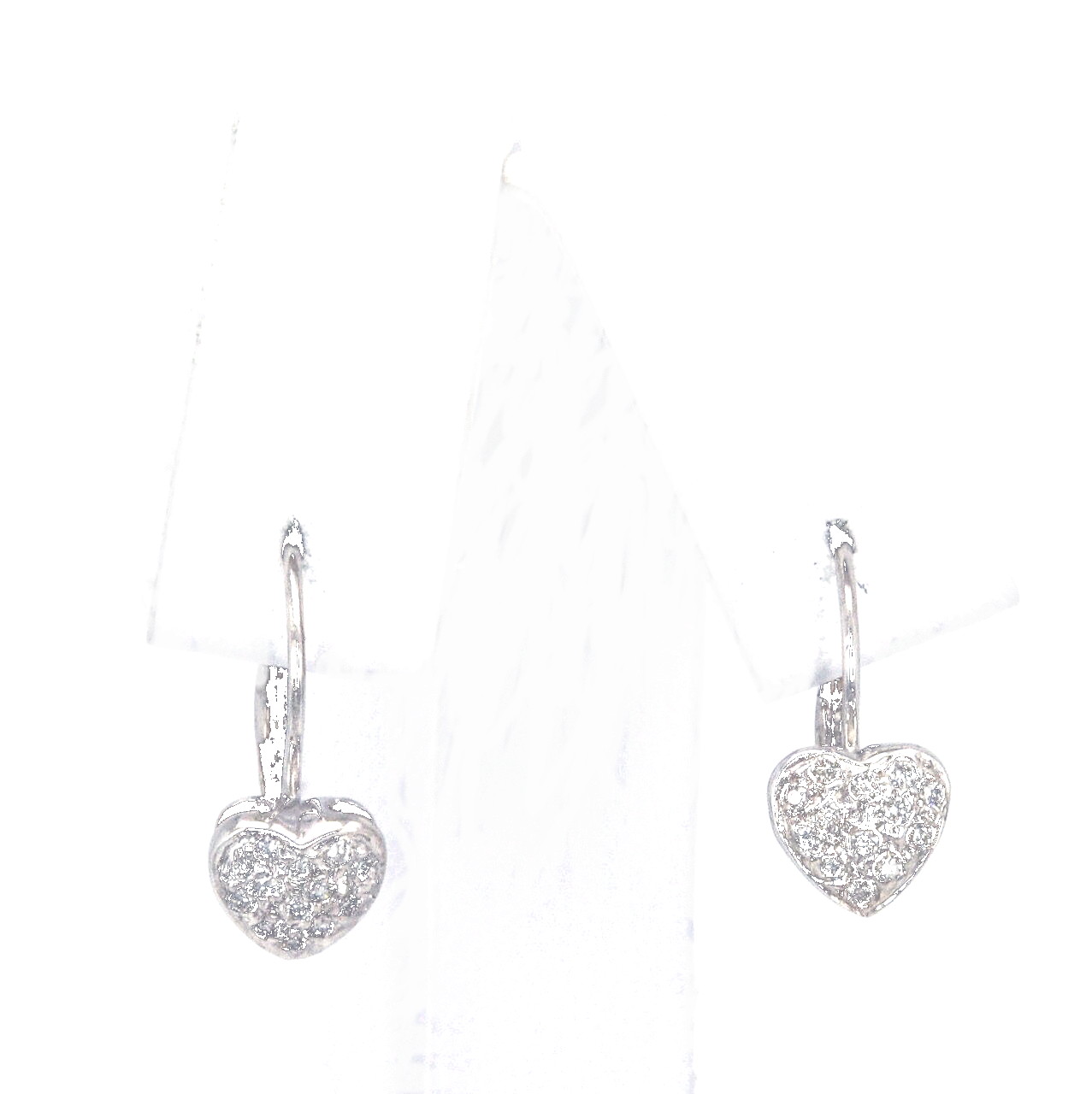 14K White Gold Diamond Heart Earrings 41060531 | Shin Brothers*