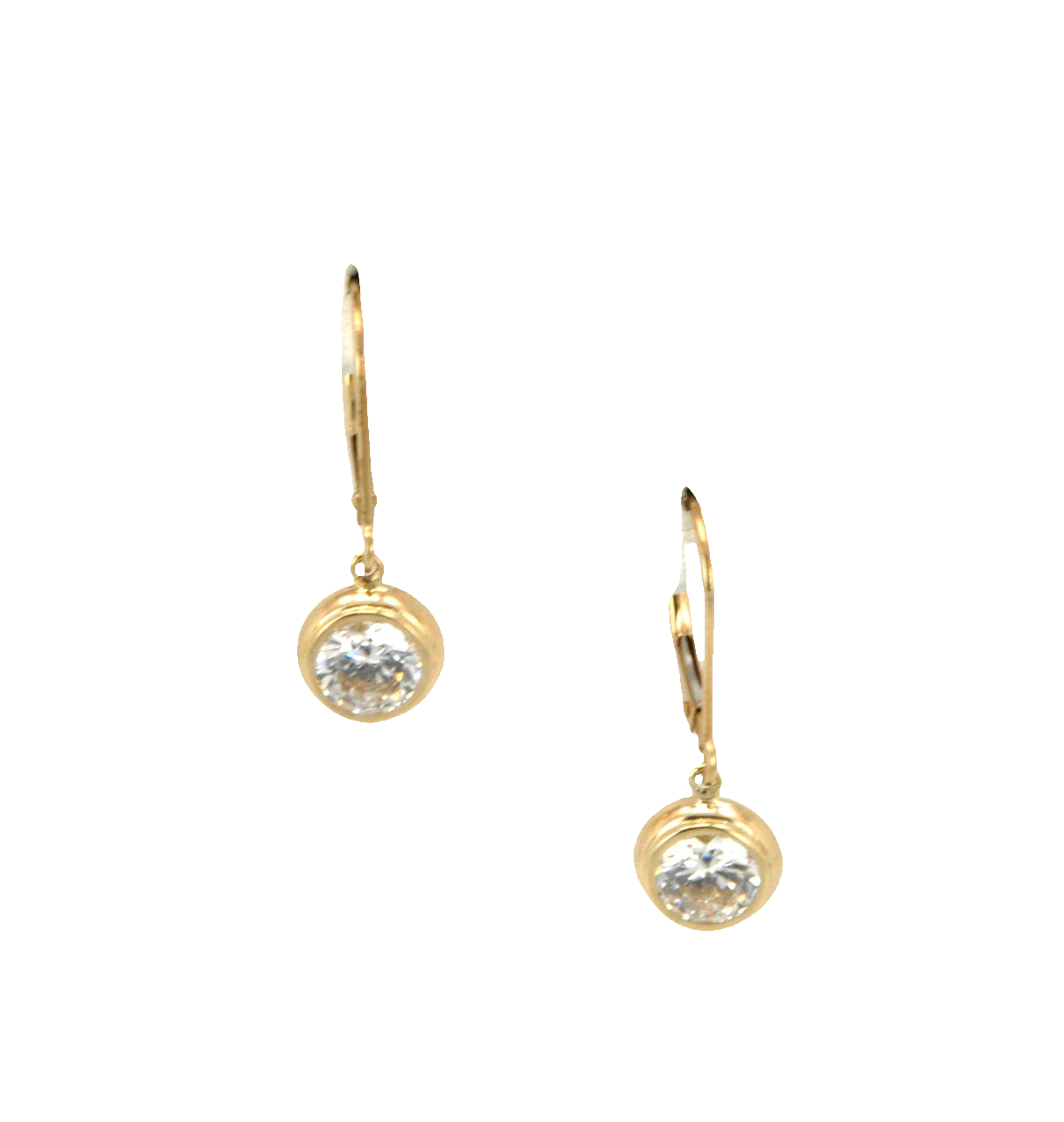 14K Yellow Gold CZ Lever Back drop Earrings42002054  | Shin Brothers ** 