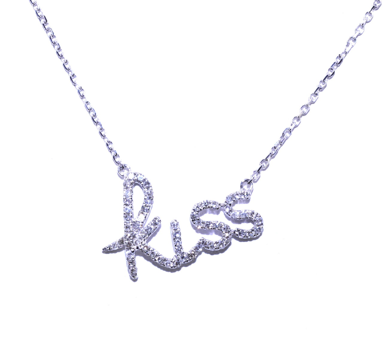 14K White Gold 0.21ct Diamond Adjustable "Kiss" Necklace 31000447 | Shin Brothers*