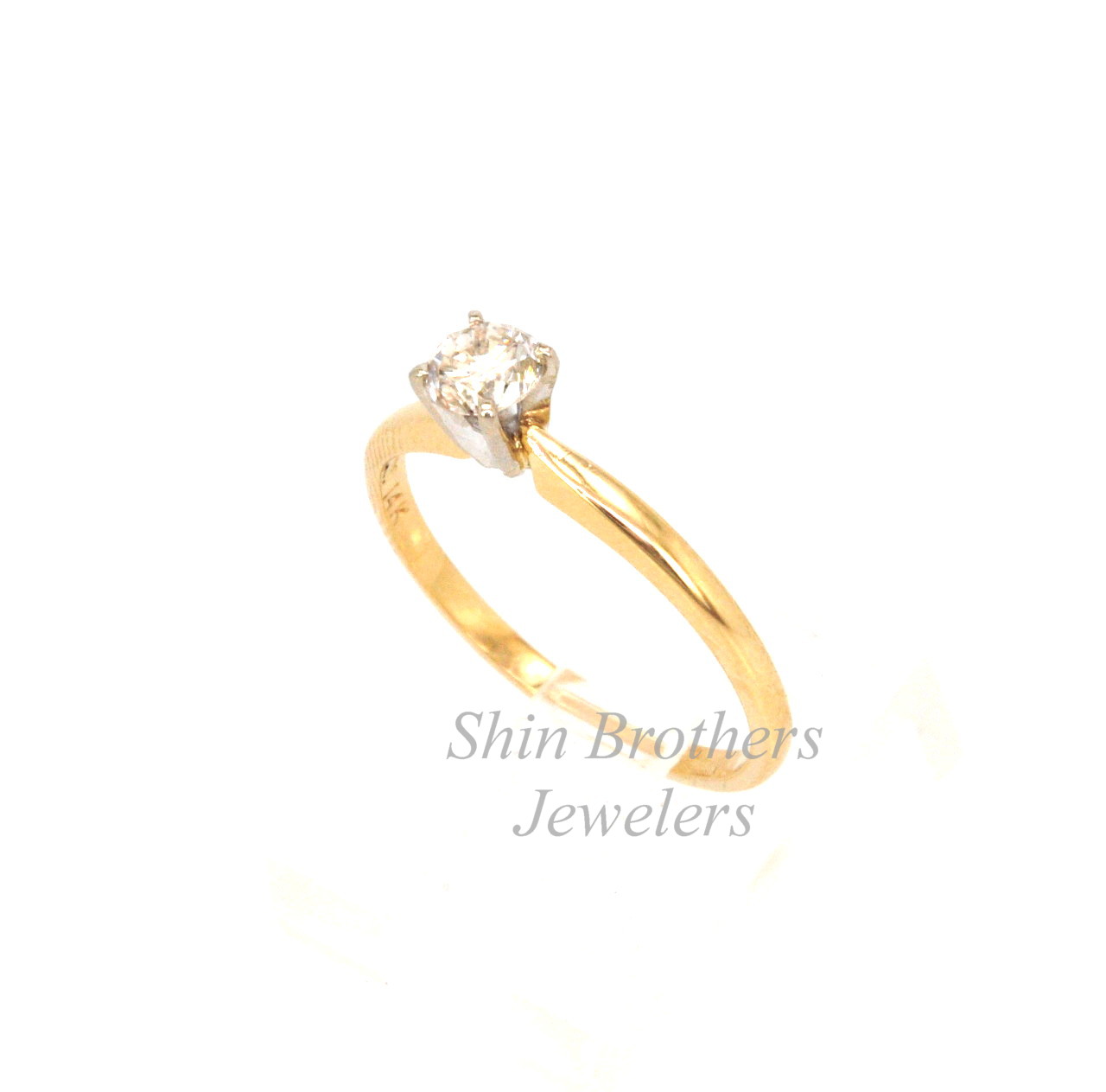 14K Yellow Gold Solitaire .38ct Round Cut Diamond Engagement Ring 11000494 | Shin Brothers*