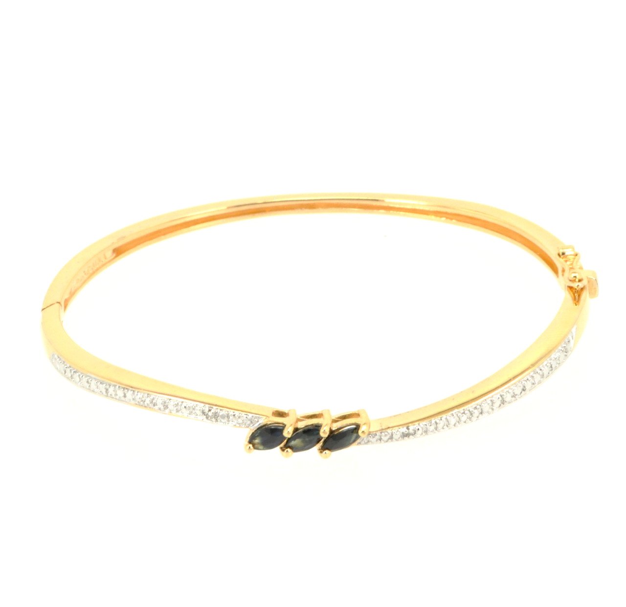 82010353 Gold Plated Sterling Silver Diamond and Sapphire Bangle