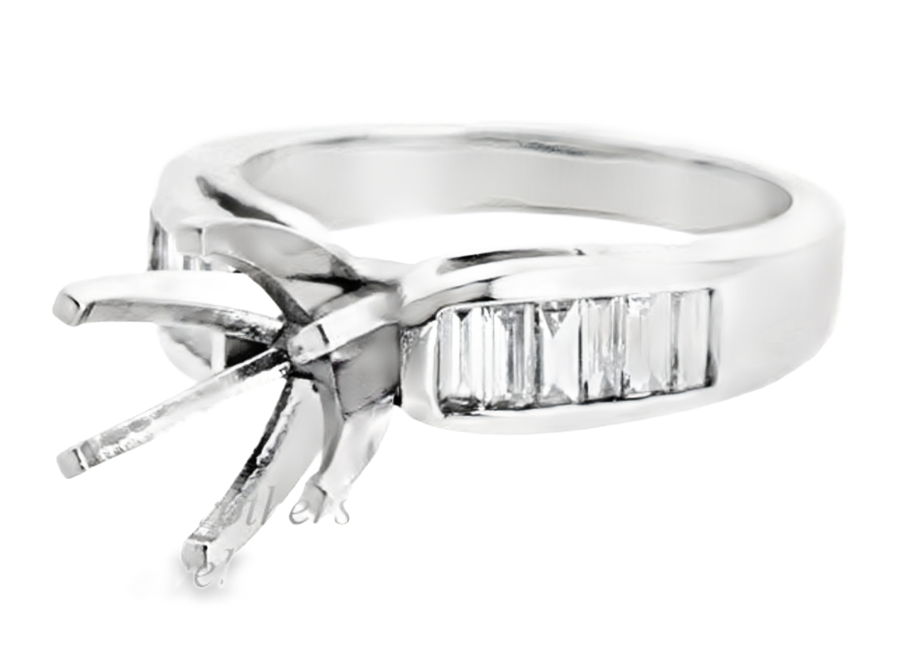 Platinum Engagement Ring Setting with Baguette Diamonds 11001125 | Shin Brothers** Platinum Engagement Ring Setting with Baguette Diamonds 11001125 | Shin Brothers**