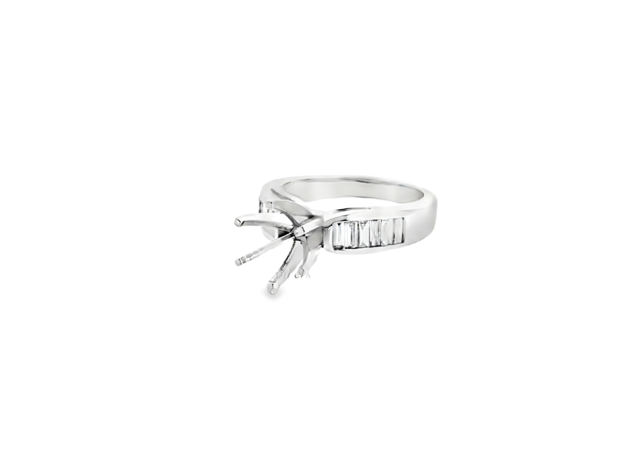 Platinum Engagement Ring Setting with Baguette Diamonds 11001125 | Shin Brothers** 