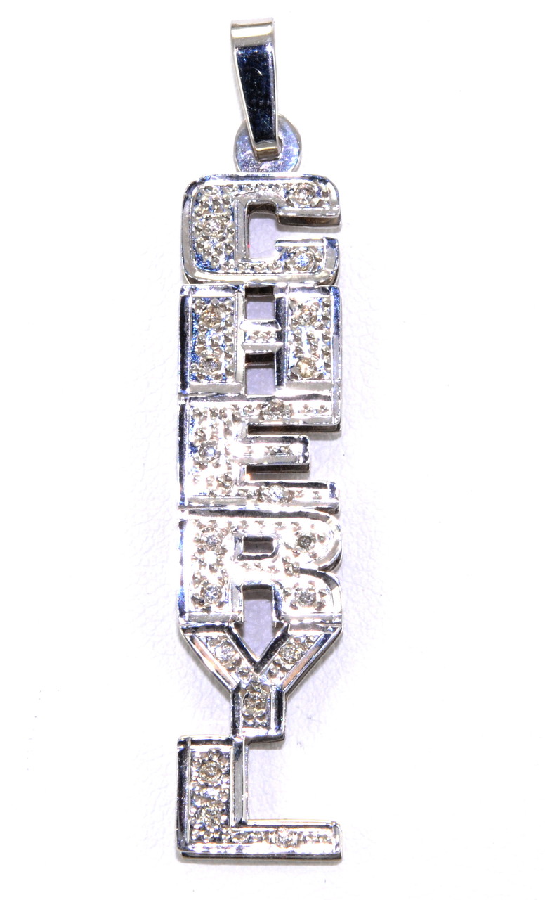 14K White Gold 0.20ctw Diamond "Cheryl" Name Plate | Shin Brothers*   