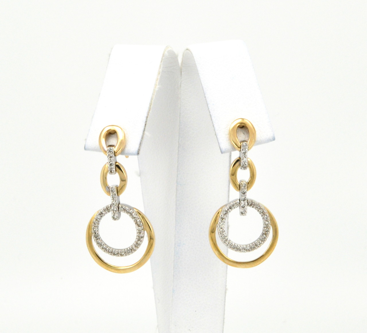 14K Two Tone Gold Diamond Hanging Circle Earrings 41060562 | Shin Brothers* 14K Two Tone Gold Diamond Hanging Circle Earrings 41060562 | Shin Brothers*