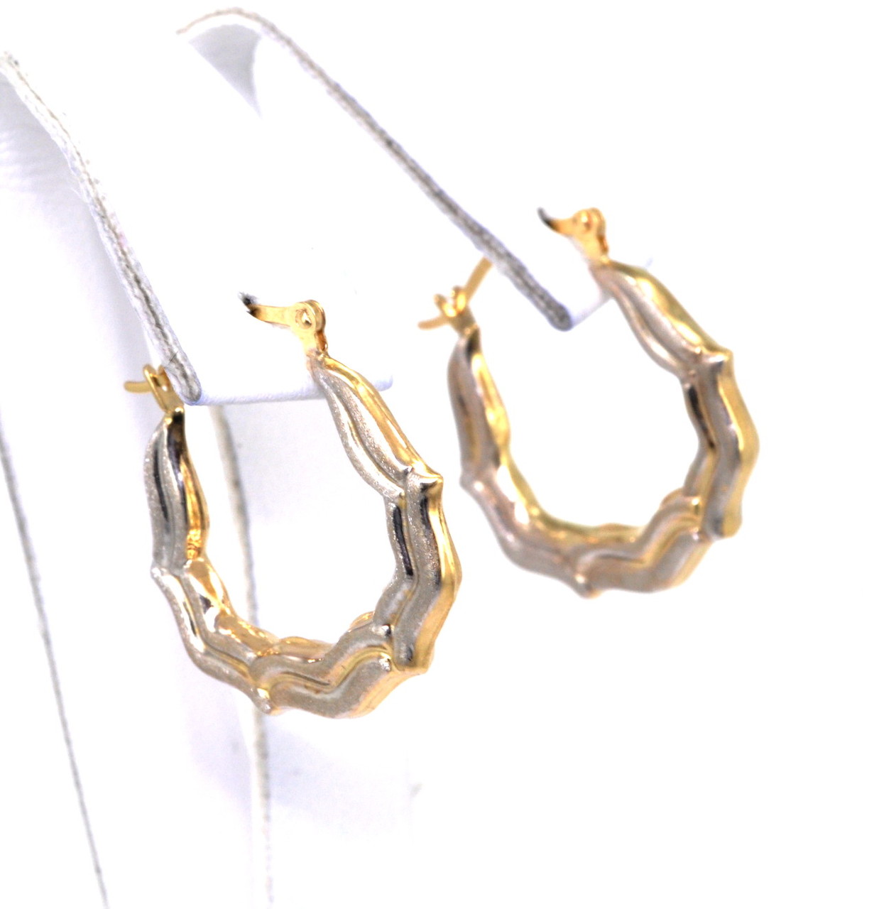 14K Two Tone Diamond Cut Gold Hoop Earrings 40001864 ** 14K Two Tone Diamond Cut Gold Hoop Earrings 40001864 **