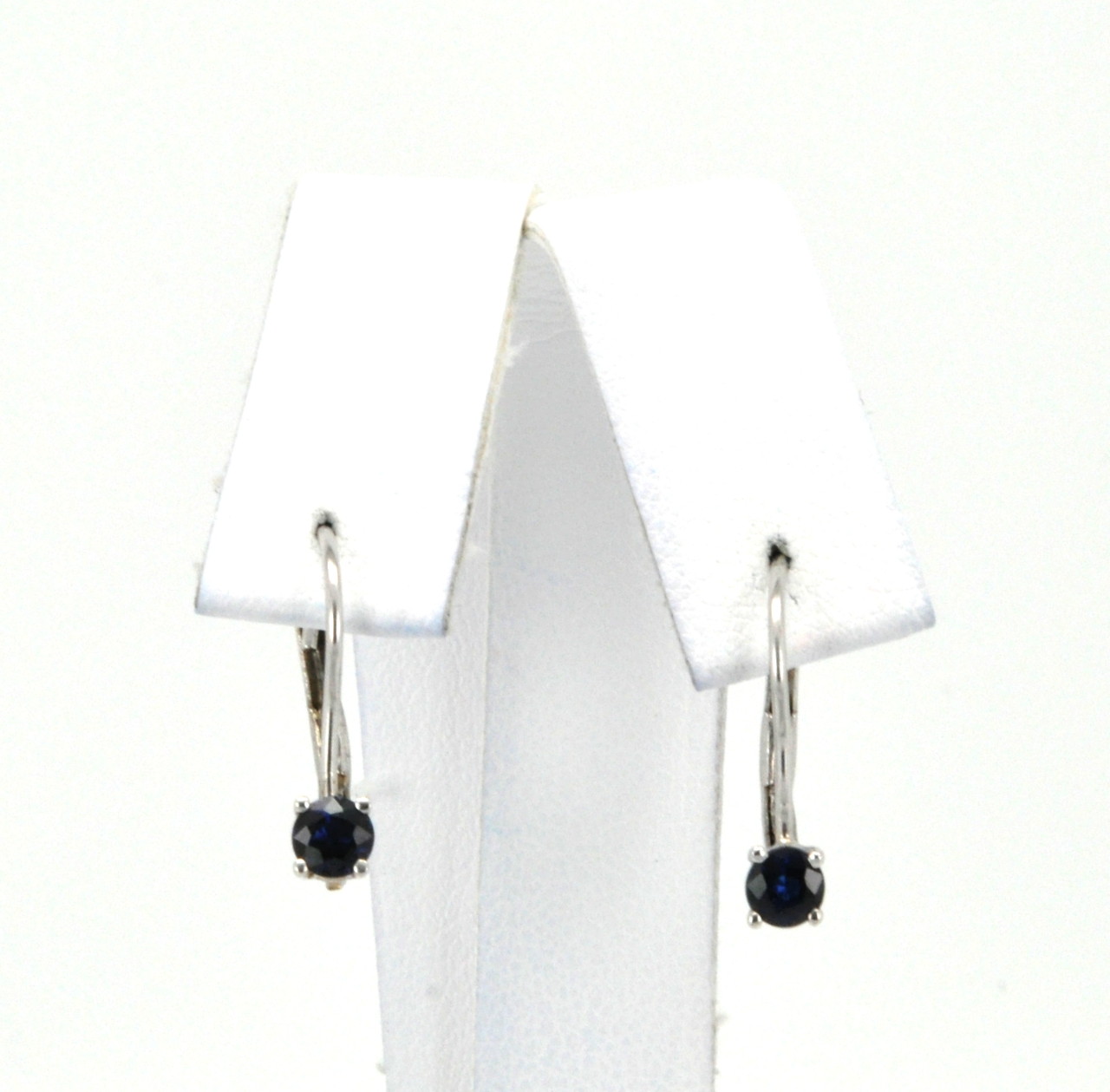  14K White Gold Smokey Blue Sapphire Drop Earrings | Shin Brothers* 