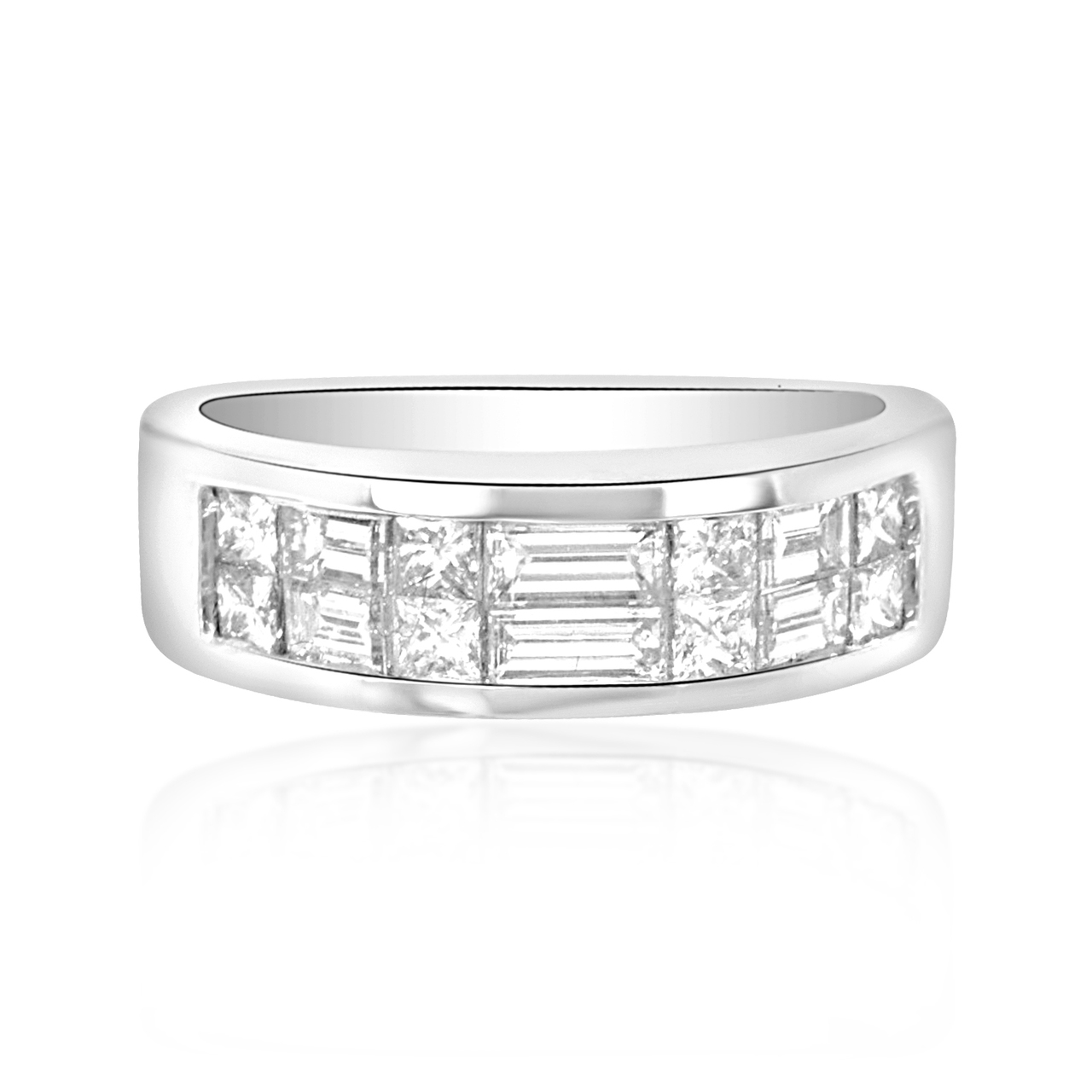 Platinum Princess & Baguette Diamond Wedding Band 11001207 | Shin Brothers* Platinum Princess & Baguette Diamond Wedding Band 11001207 | Shin Brothers*