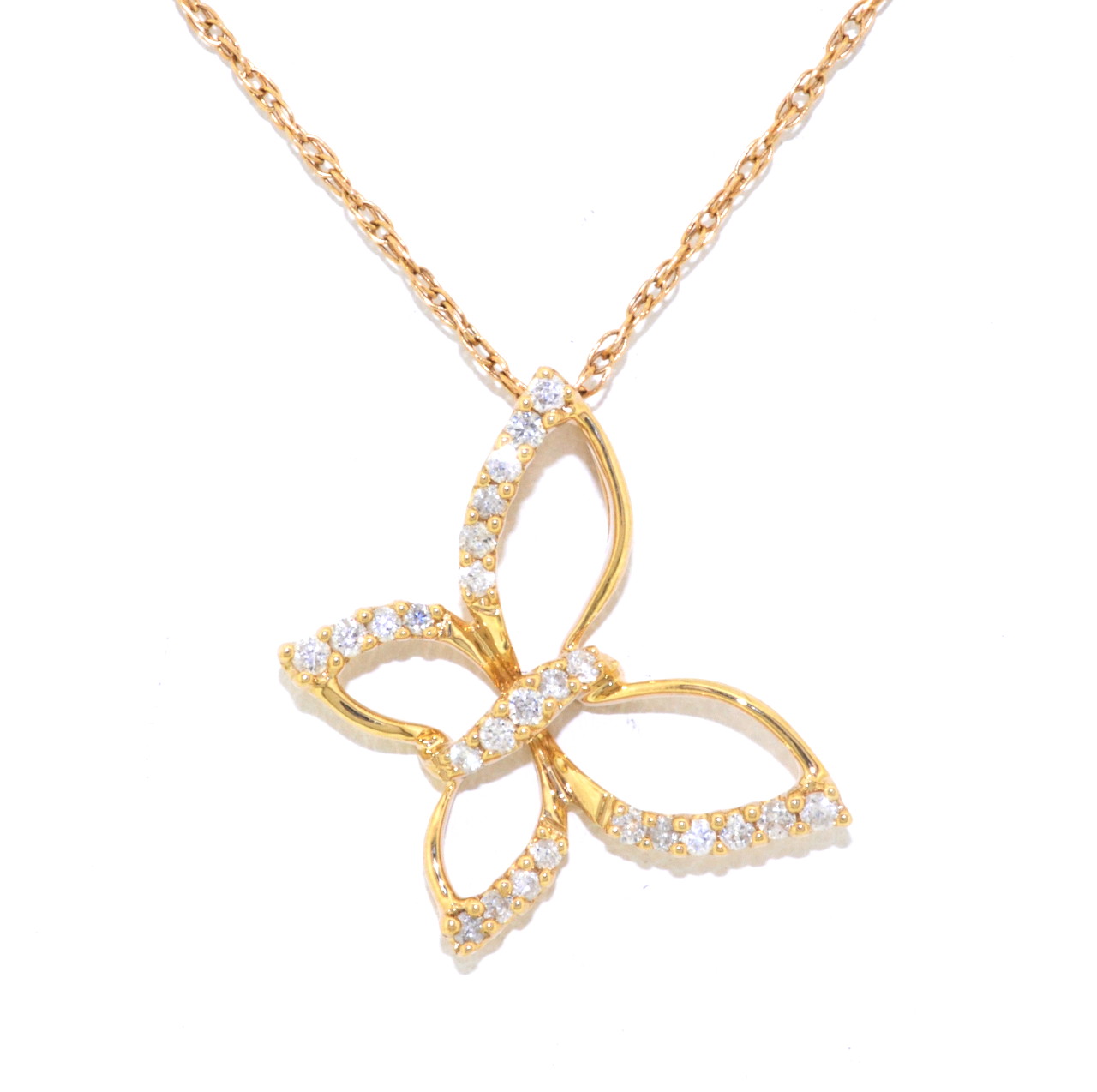 14K Yellow Gold Diamond Butterfly Slide Charm 51001601 | Shin Brothers* 14K Yellow Gold Diamond Butterfly Slide Charm 51001601 | Shin Brothers*