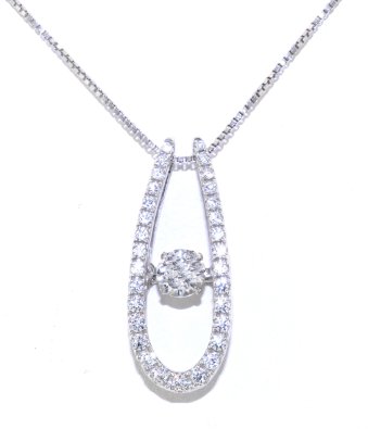 Sterling Silver Rhythm of Love CZ Horse-Shoe Shape Necklace 83010434