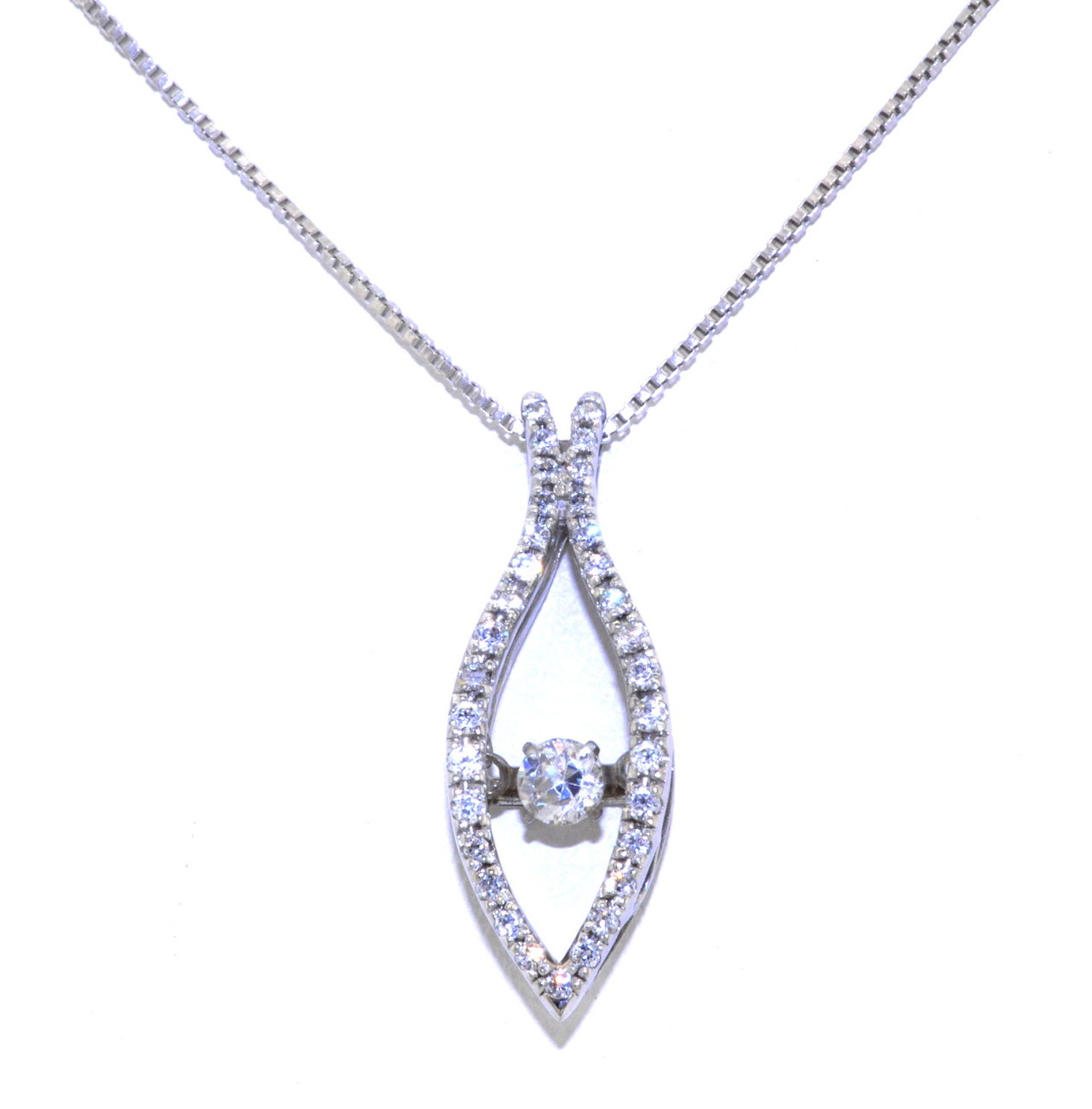 Sterling Silver Rhythm of Love CZ Drop Link Necklace 83210028