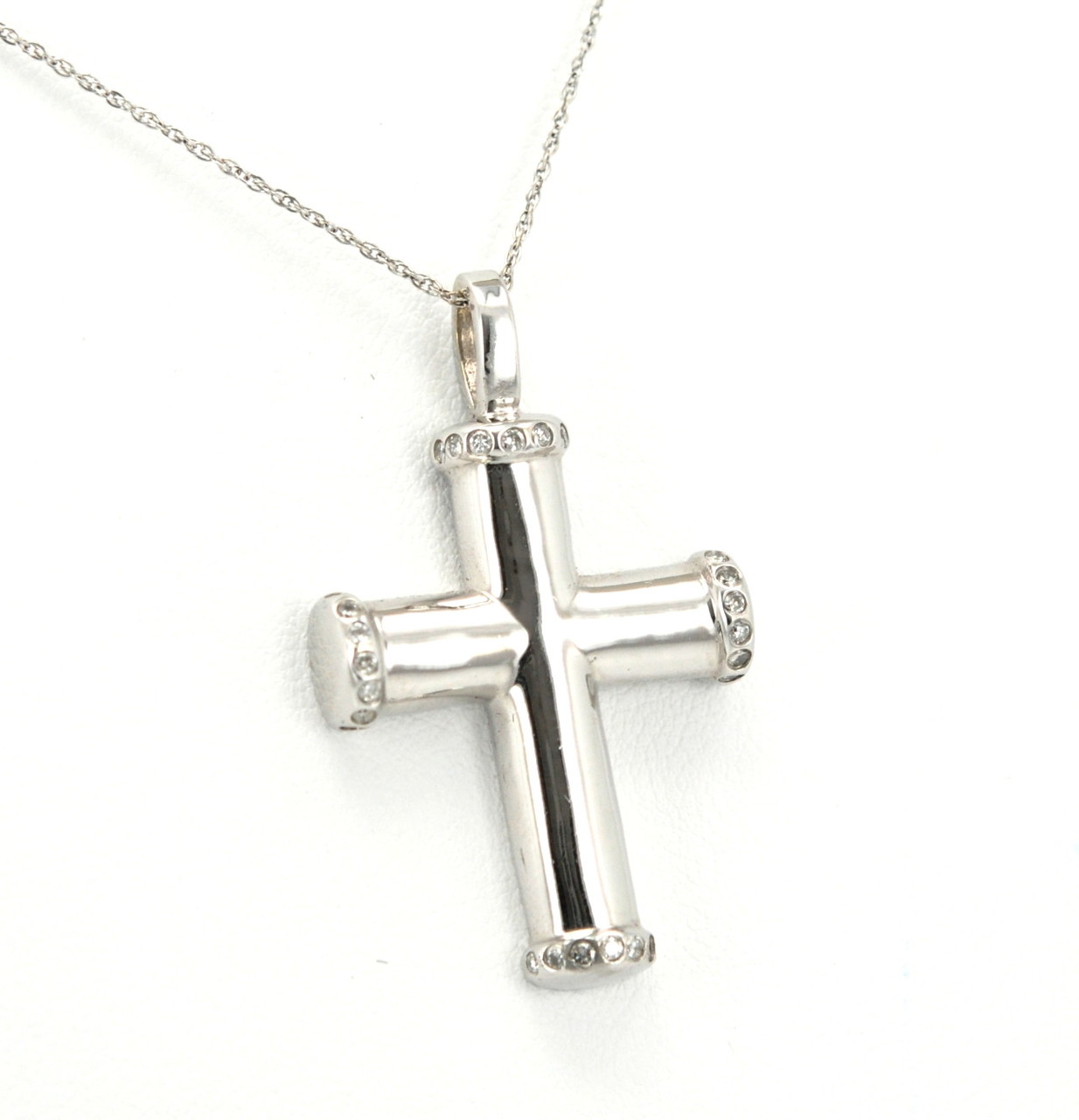 14K White Gold 0.18ctw Diamond Cross Charm 51000891 | Shin Brothers**