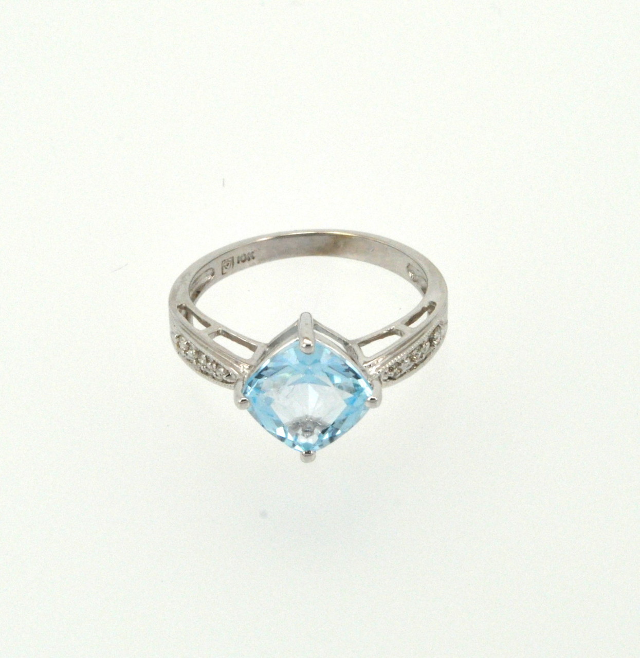 10K White Gold  Blue Topaz and Diamond Ring 19000157 | Shin Brothers* 