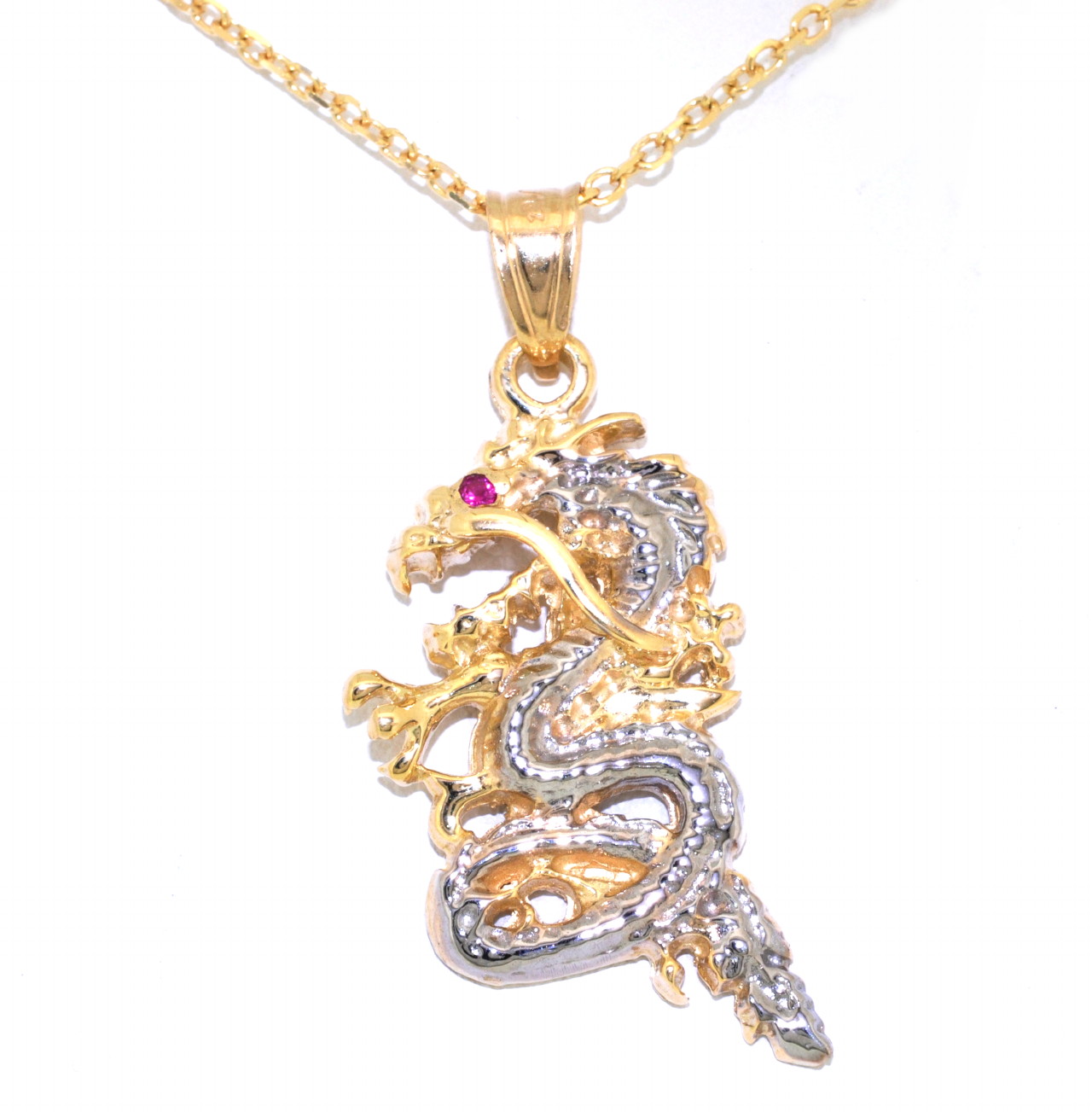14K Two Tone Gold Dragon Charm with Ruby Eye 52001513 | Shin Brothers*