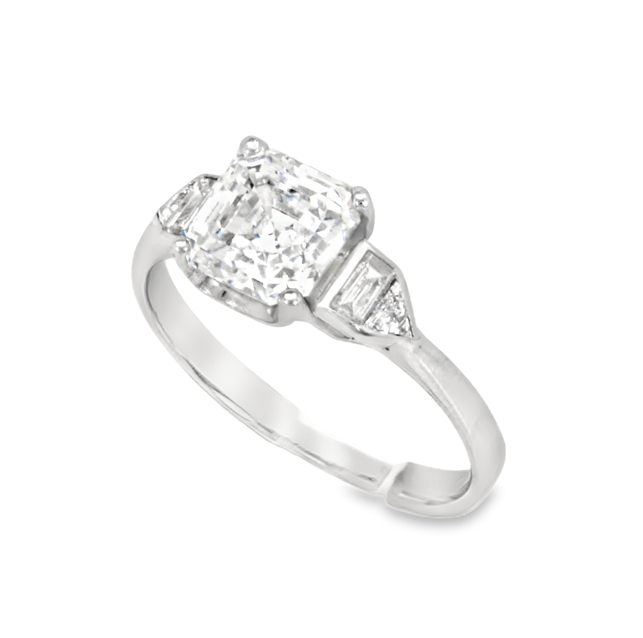 14K White Gold Antique Diamond and CZ center Ring 12001705  | Shin Brothers* 