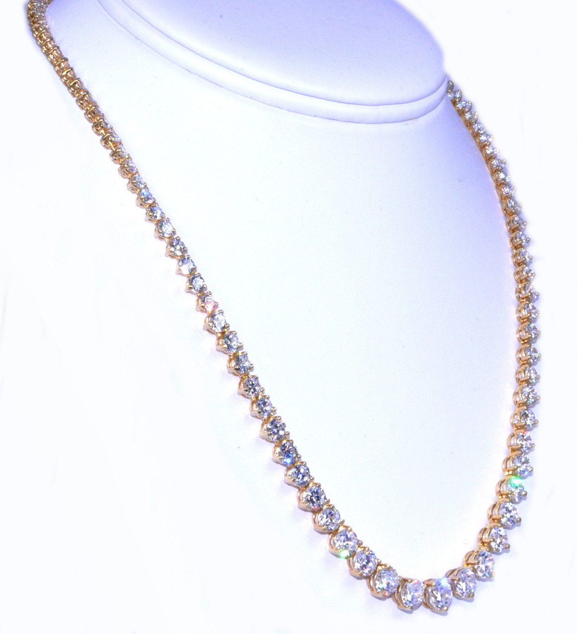 14K Yellow Gold CZ Tennis Necklace 