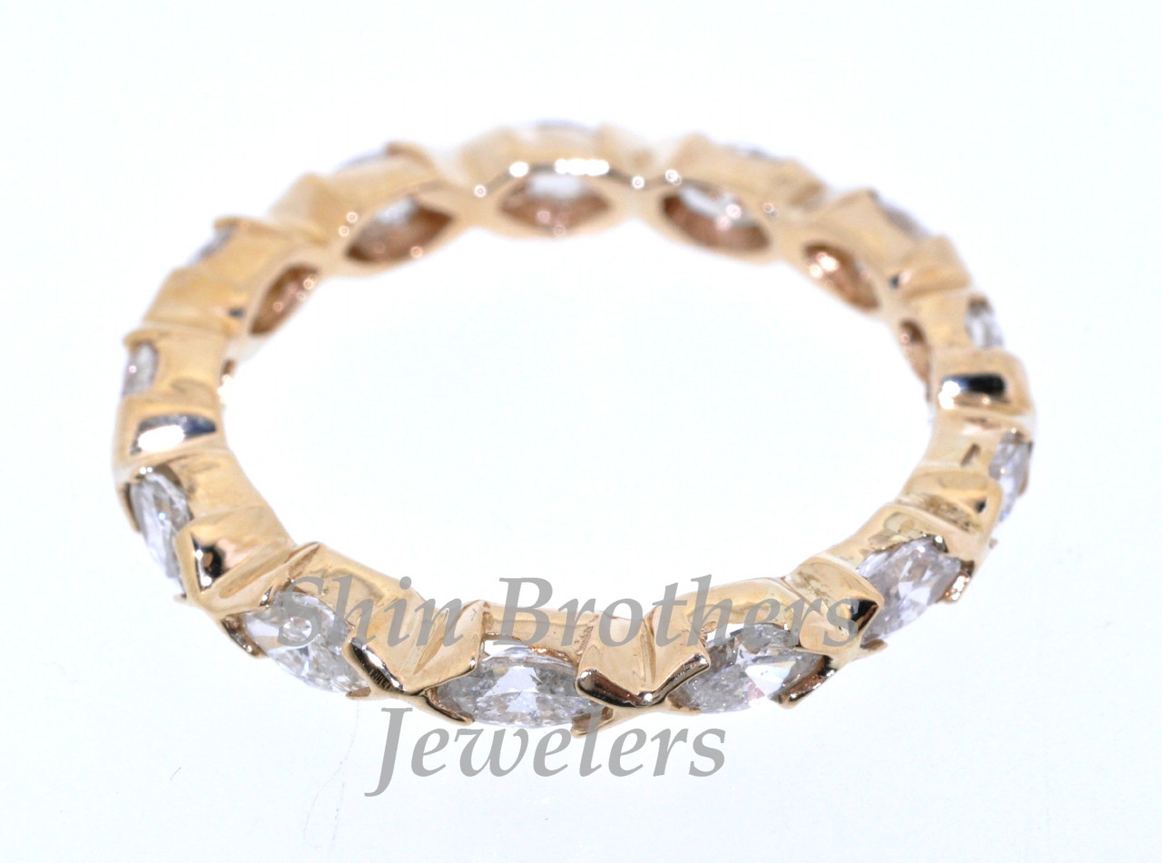 14K Yellow Gold 1.51ctw Marquise Diamond Band 11000072 | Shin Brothers
