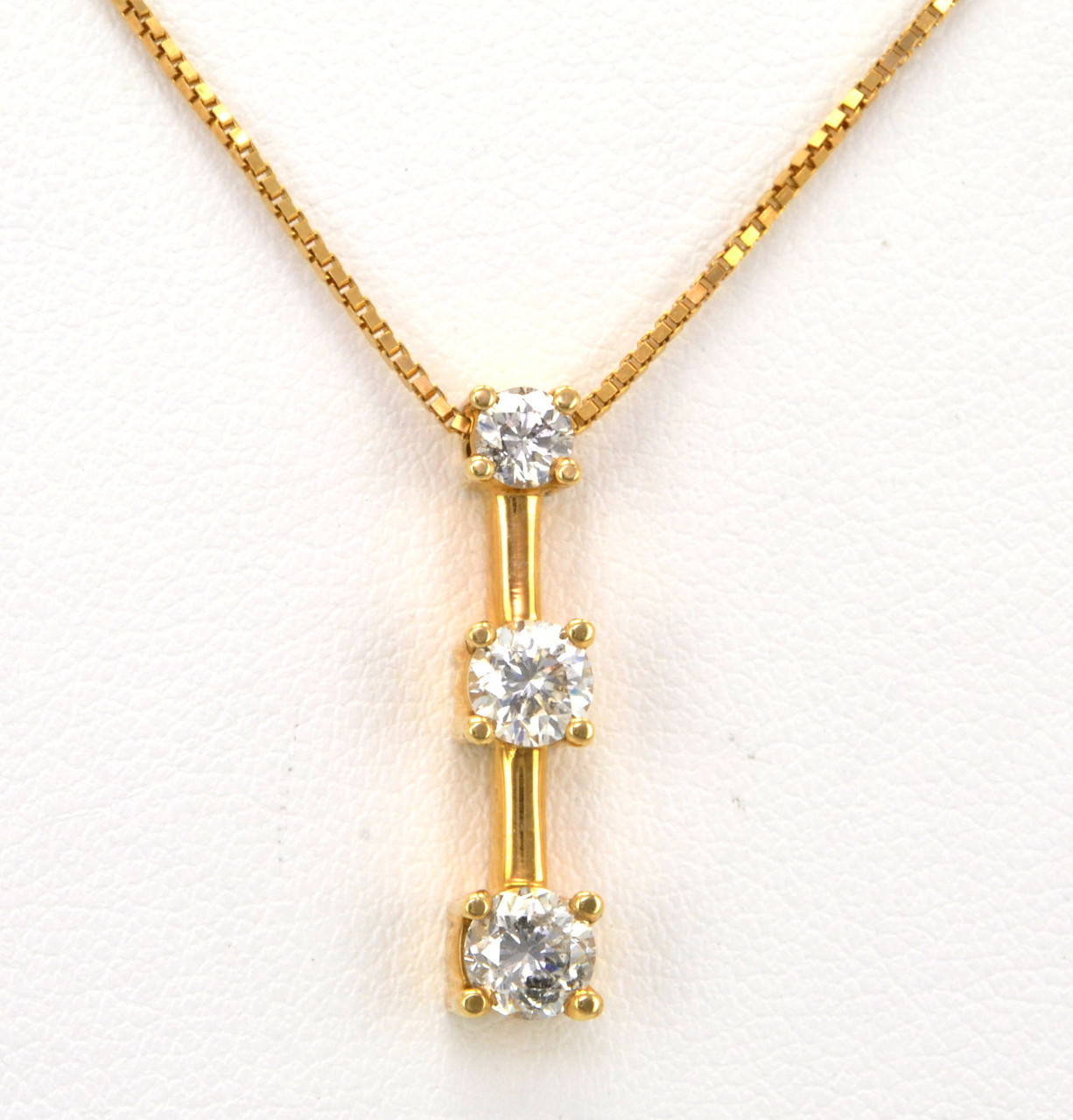 14K Yellow Gold 1.04ctw Diamond Past/Present/Future Charm with 18" Box Chain 51000264