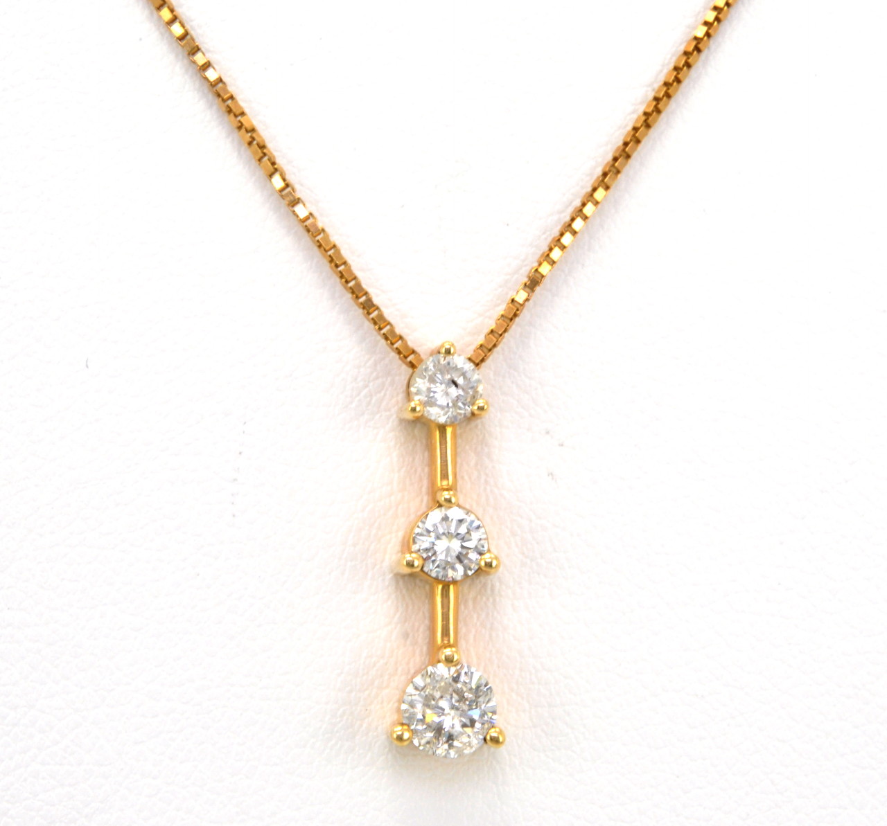 14K Yellow Gold 0.84ctw Diamond Past/Present/Future Charm with 18" Box Chain 31000284